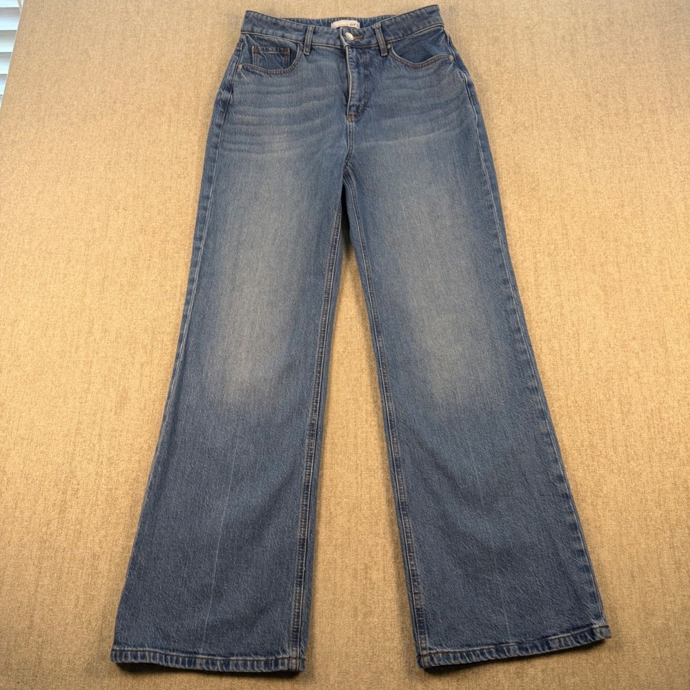 LOFT Wide Leg Jeans Womens 2/26 Blue High Rise Denim‎ Medium Wash